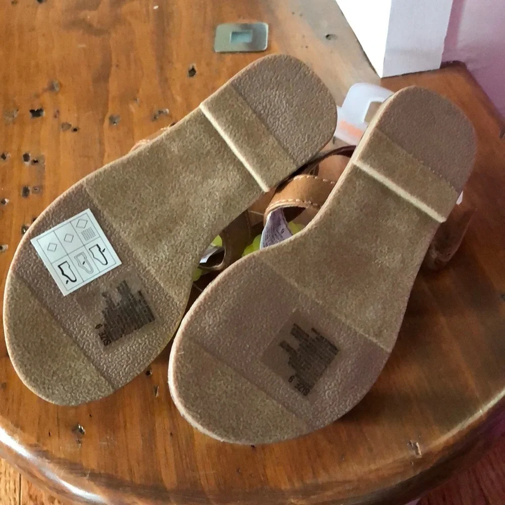 Yellow and white sandals